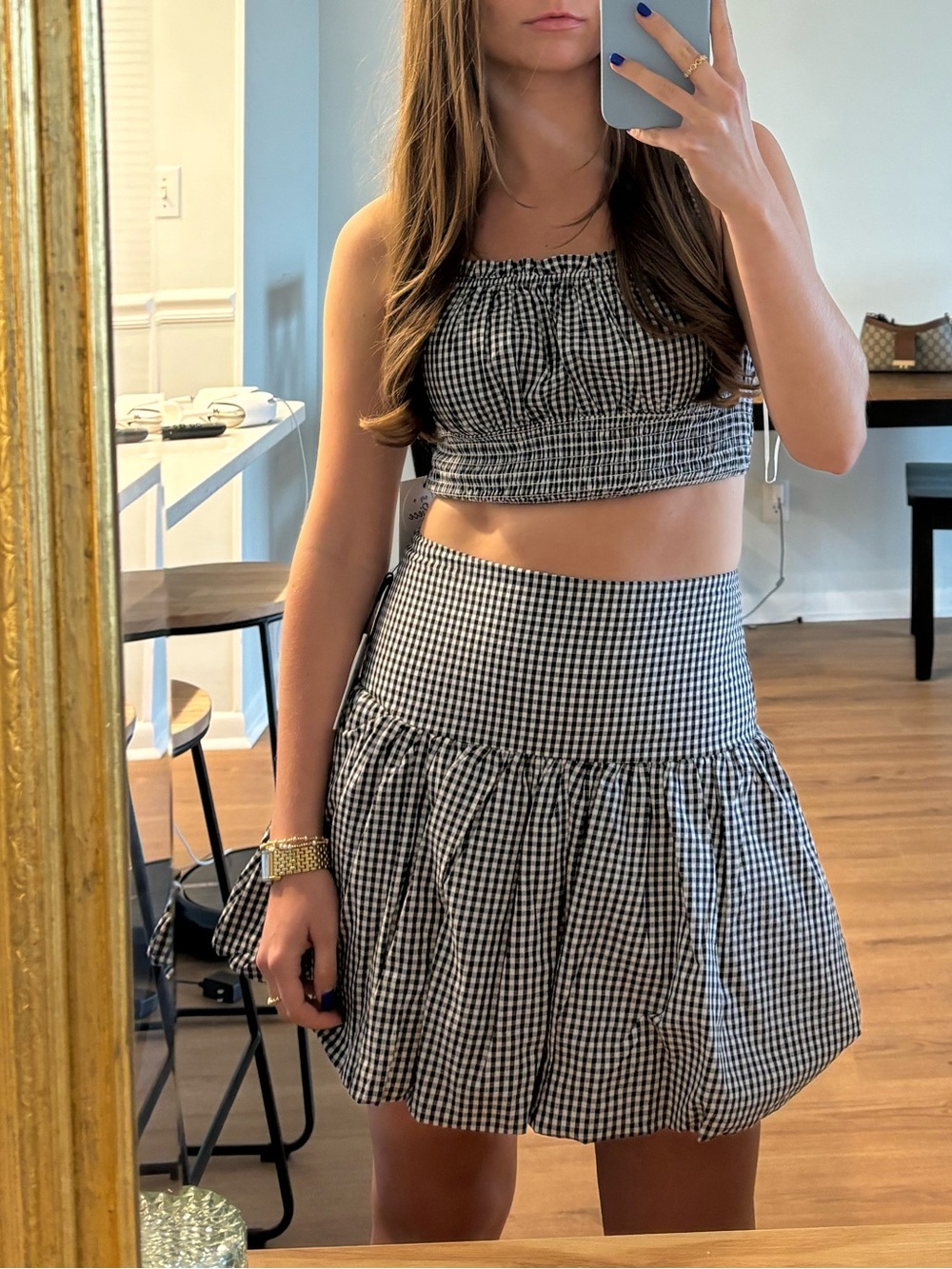 Marshalls Black and White Gingham Ruffle Mini Skirt